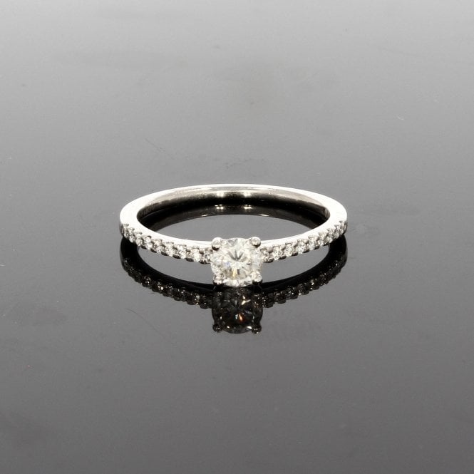 Diamond 0.41ct Platinum Solitaire Ring with Set Shoulders