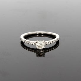 0.41ct Platinum Solitaire Ring with Diamond Set Shoulders