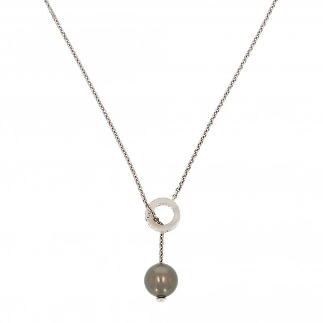 Pearl 18ct White Gold Mikimoto Tahitianin Motion Black South Sea  Drop Necklace