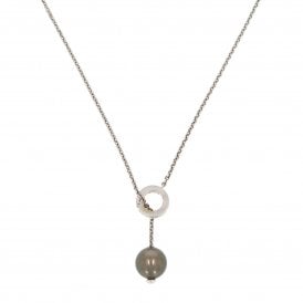 18ct White Gold Mikimoto Tahitianin Motion Black South Sea Pearl Drop Necklace