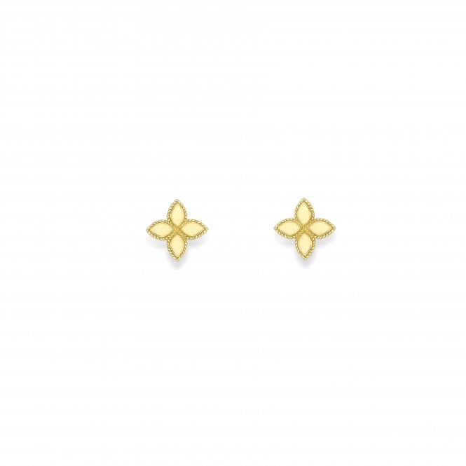 9ct Four Petals Flower Stud Earrings
