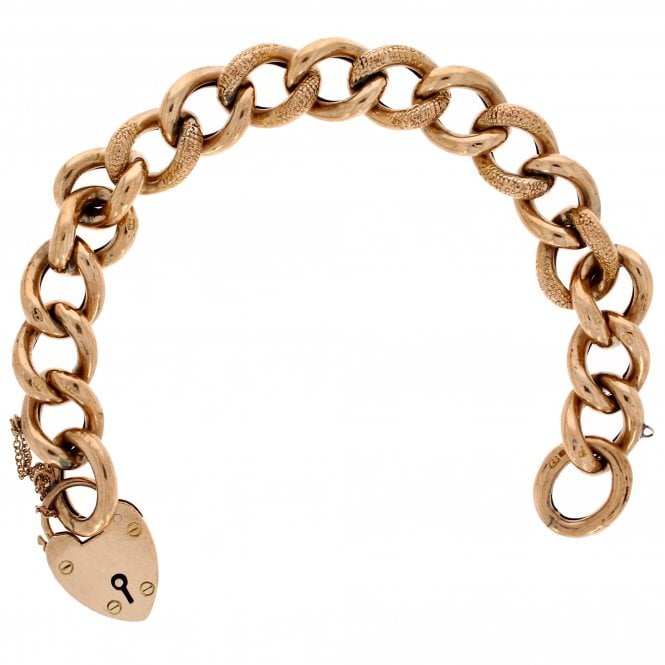 9ct Rose Gold Heart Padlock Bracelet