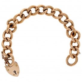 9ct Rose Gold Heart Padlock Bracelet