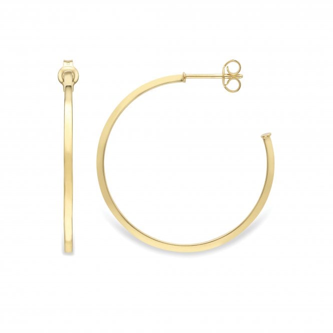 9ct Square Tube Round Hoop Stud Earrings