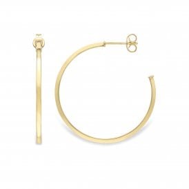 9ct Square Tube Round Hoop Stud Earrings