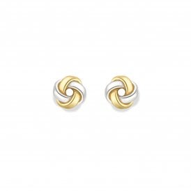 9ct. Two-Tone Knot Stud Earrings
