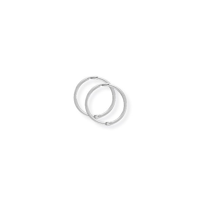 9ct White Gold 12mm Thick Hinged Sleeper Earrings
