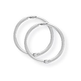 9ct White Gold 12mm Thick Hinged Sleeper Earrings