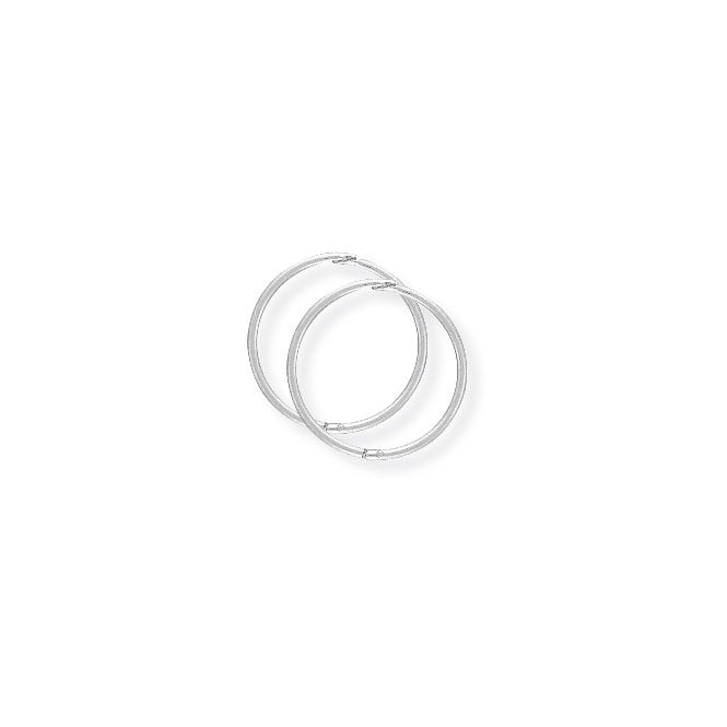 9ct White Gold 14mm Thin Hinged Sleeper Earrings
