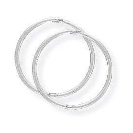 9ct White Gold 14mm Thin Hinged Sleeper Earrings