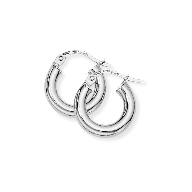9ct White Gold Classic Hoop Earrings