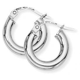 9ct White Gold Classic Hoop Earrings