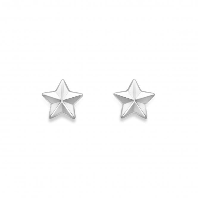 9ct White Gold Star Stud Earrings