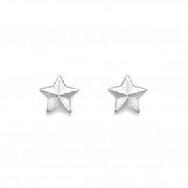 9ct White Gold Star Stud Earrings