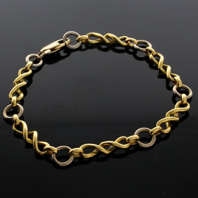 9ct Yellow and White Gold Twisted Link Bracelet
