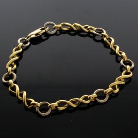 9ct Yellow and White Gold Twisted Link Bracelet