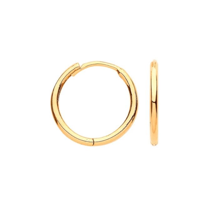 9ct Yellow Gold 14mm Plain Huggie Earrings