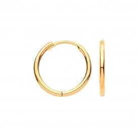 9ct Yellow Gold 14mm Plain Huggie Earrings