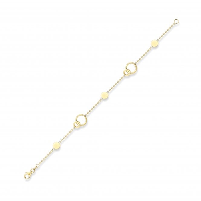 9ct Yellow Gold Circle Chain Trace Link Bracelet