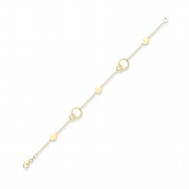 9ct Yellow Gold Circle Chain Trace Link Bracelet