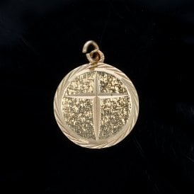 9ct Yellow Gold Cross Medallion Pendant