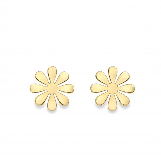 9ct Yellow Gold Daisy Flower Stud Earrings