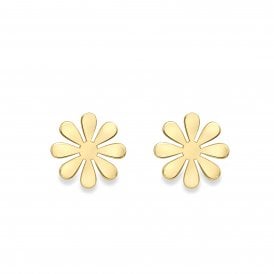 9ct Yellow Gold Daisy Flower Stud Earrings