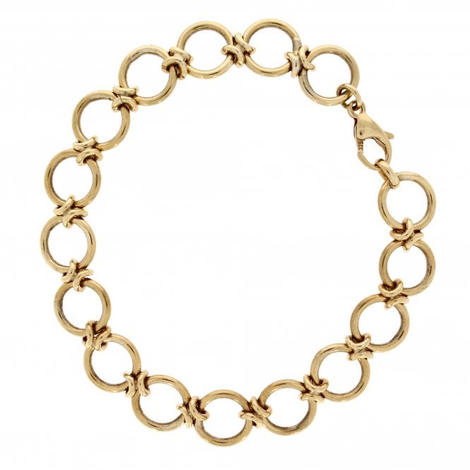 9ct Yellow Gold Fancy Circle Link Bracelet