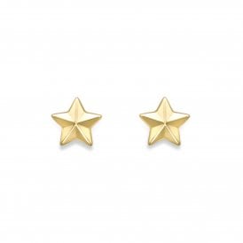9ct Yellow Gold Star Stud Earrings