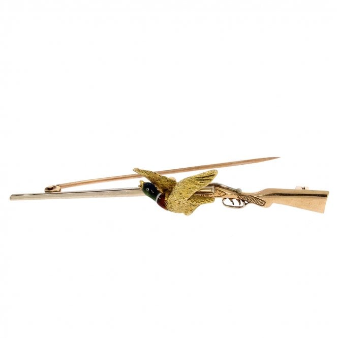 9ct Yellow & White Gold Mallard Tie Pin / Brooch