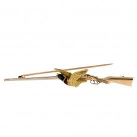 9ct Yellow & White Gold Mallard Tie Pin / Brooch