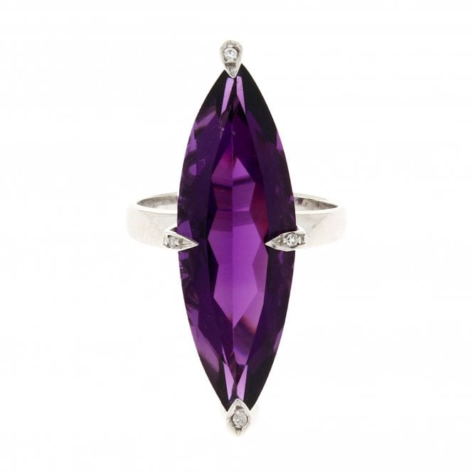 Amethyst 18ct White Gold Diamond Ring