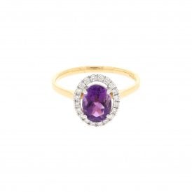 2.5 Carat with 0.20ct Diamond Halo 18ct Yellow Gold Dress Ring
