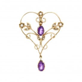 9ct Gold Floral Pearl Pendant