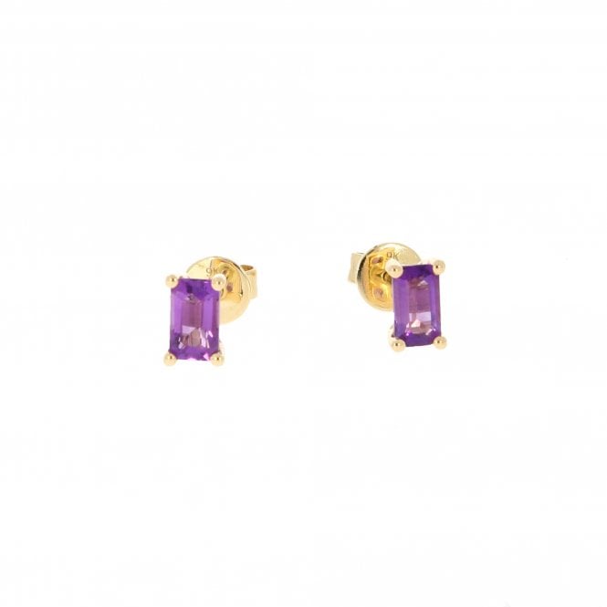 Amethyst 9ct Yellow Gold Earrings 