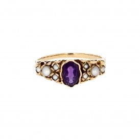 Vintage 9ct Yellow Gold Seed Pearl Ring