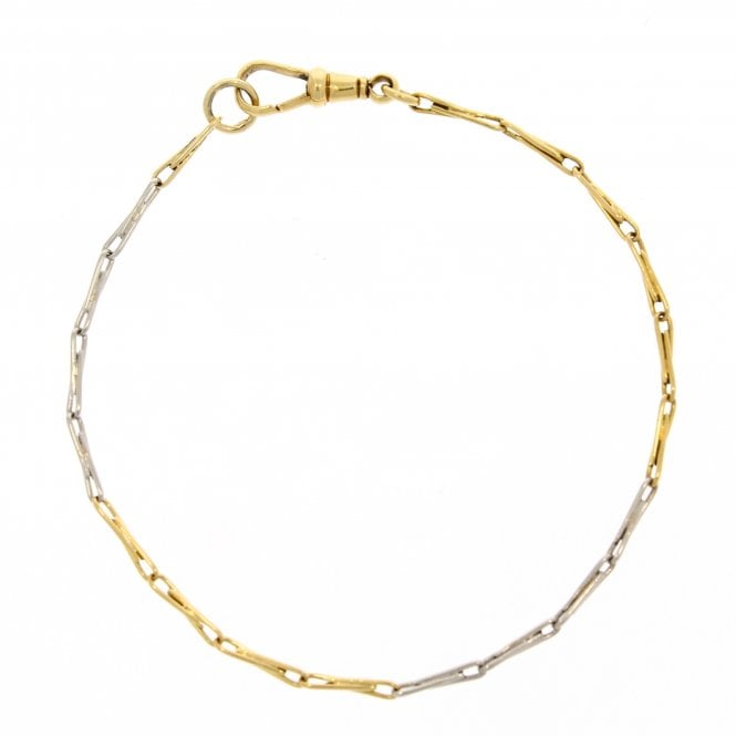 Antique 18ct Yellow Gold & Platinum Paperclip Style Bracelet