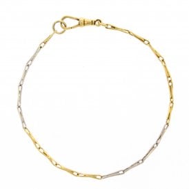 18ct Yellow Gold & Platinum Paperclip Style Bracelet