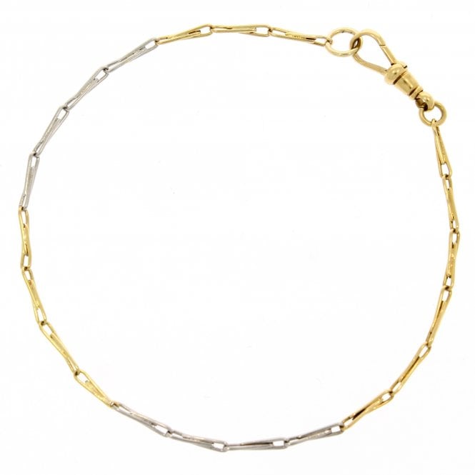Antique 18ct Yellow Gold & Platinum Paperclip Style Bracelet