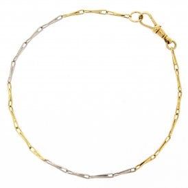 18ct Yellow Gold & Platinum Paperclip Style Bracelet