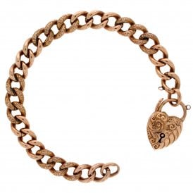 9ct Rose Gold Heart Padlock Bracelet