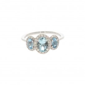 1.11 Carat with 0.23ct Diamond Platinum Trilogy Ring  