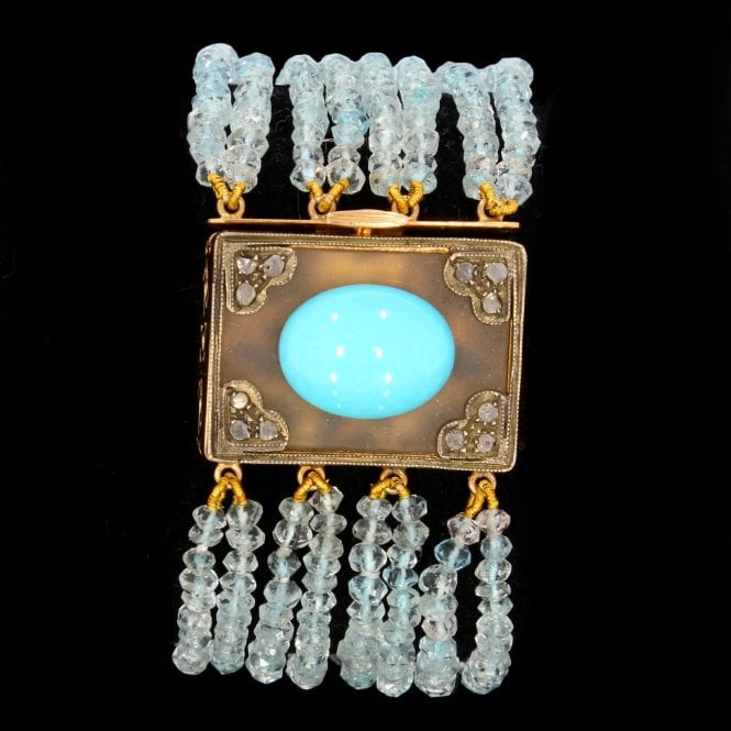 Aquamarine 14ct Turquoise & Diamond Bracelet