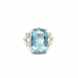 7.14 Carat 0.35ct Diamond 18ct White Gold Ring