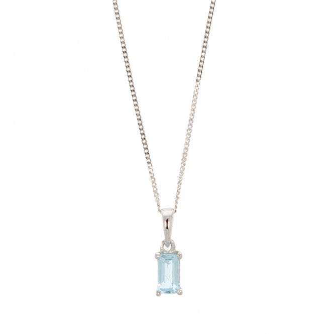 Aquamarine 9ct White Gold Pendant Necklace 