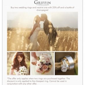 Buy Two Wedding Rings & Receive One With 25% Off & A Bottle Of Champagne!