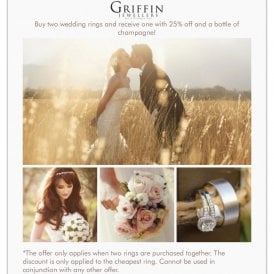 Buy Two Wedding Rings & Receive One With 25% Off & A Bottle Of Champagne!