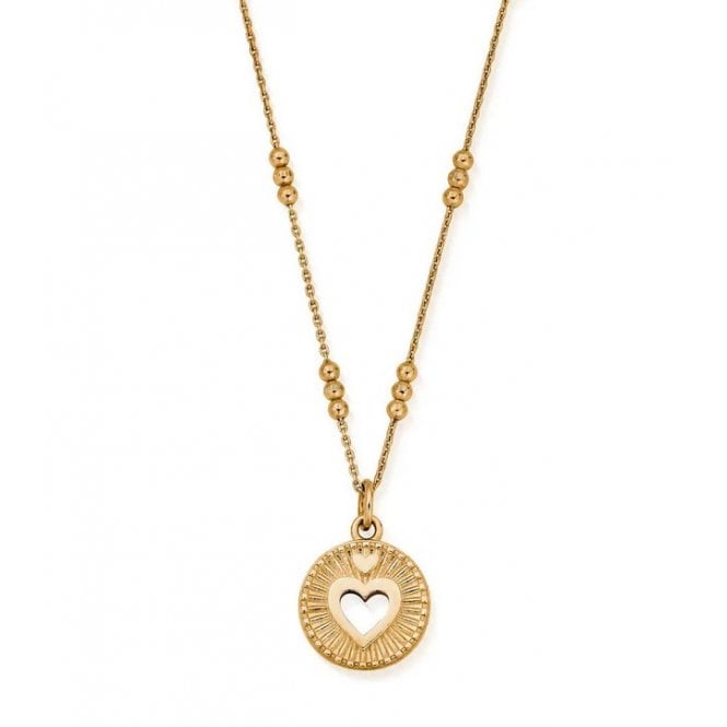 ChloBo Bobble Chain Heart Necklace Yellow Gold Plated GNTBB3221 
