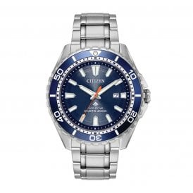 CITIZEN ECO-DRIVE PROMASTER DIVER BLUE DIAL STAINLESS STEEL BRACELET WATCH BN0191-55L