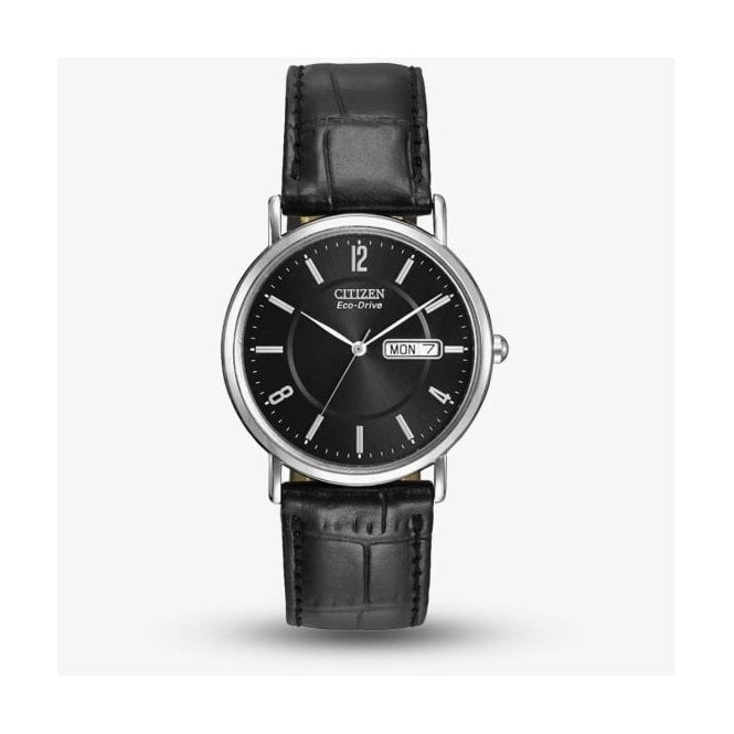 Citizen Watch Eco-Drive Black Dial Day/Date Black Leather BM8240-03E